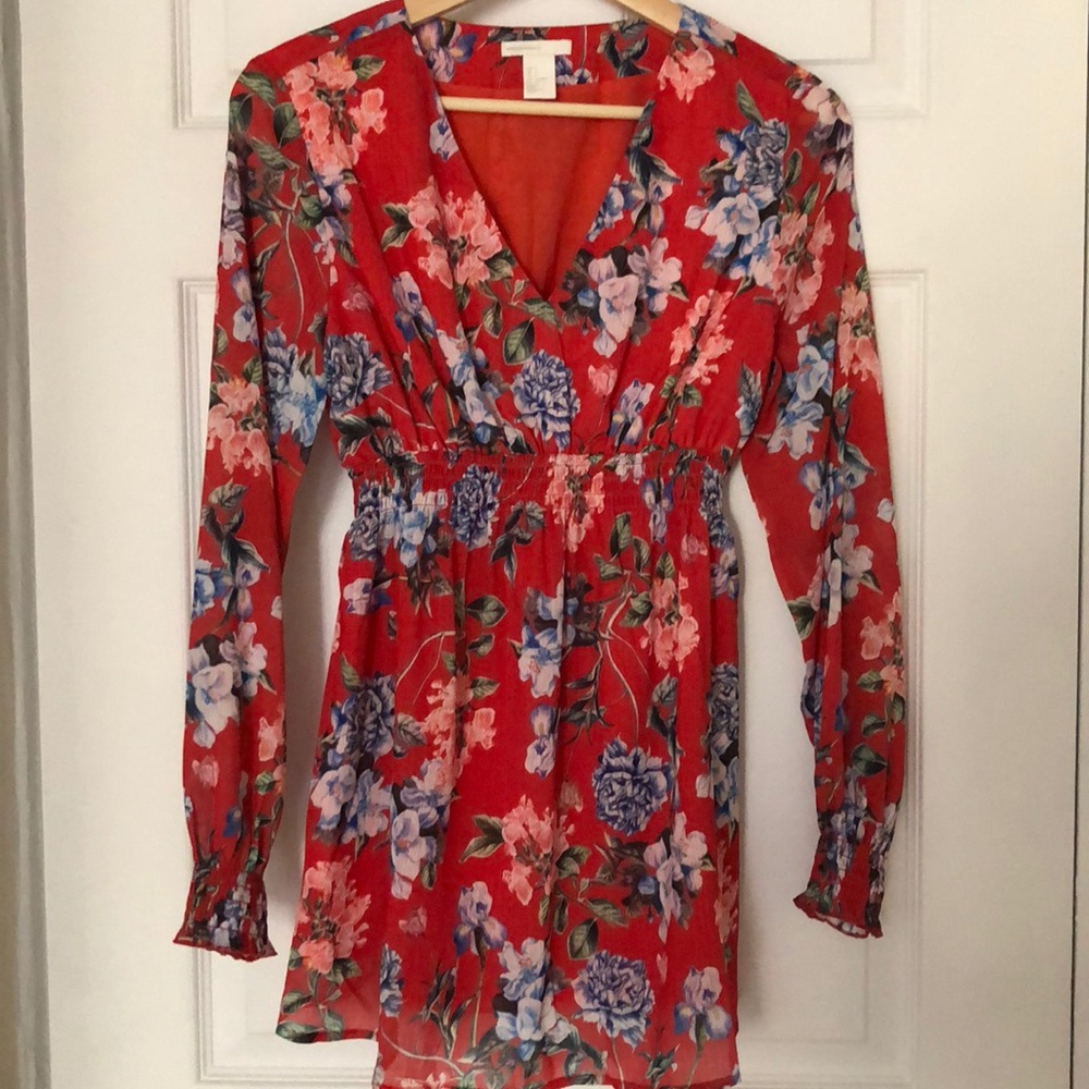 Red floral maternity blouse, size S H&M